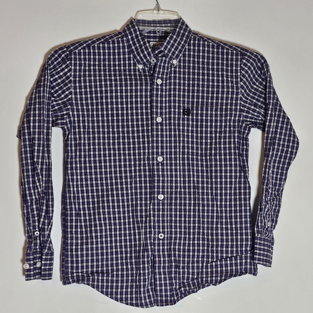 Cinch‎ Shirt Boys Medium Plaid Button Down Western Rodeo Cowboy Long Sleeve